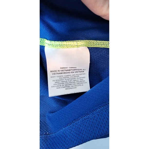 Nike Pro Combat Shirt Dri Fit YOUTH L Long Sleeve Blue Yellow Logo Swoosh Large - Picture 4 of 11